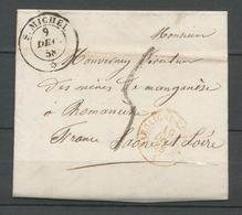 1858 Lettre Cachet SARDE ST-Michel * + Entrée En France Sardaigne Rouge TB X3697 - Entry Postmarks
