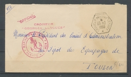 1950 Env En FM Oblitérée Hexagonale Croiseur Georges-Leygues + Griffe. TB X3717 - Correo Marítimo