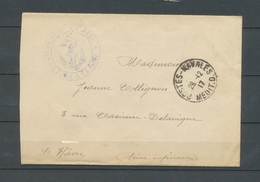 1917 Env. En FM Obl POSTES-NAVALES MEDIT.D. , Salonique. Superbe X3726 - Maritieme Post