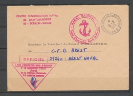 1975 Env. En FM Obl 83-TOULON-INSTRUCTION-MARINE Superbe X3773 - Posta Marittima