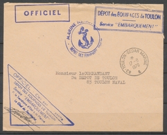 1970 Env. En FM Obl 83-TOULON-GEDAR-MARINE Superbe X3774 - Schiffspost