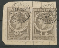 1882 Tp  Fiscaux Quittances 10c Gris Obl POSTALE Montrésor INDRE ET LOIRE X3811 - Other & Unclassified