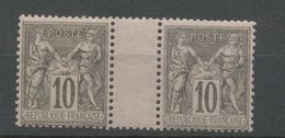 France SAGE N°89 10c N/U Paire Interpanneau N**  TTB. Cote 180€. Signé X3832 - 1876-1878 Sage (Tipo I)