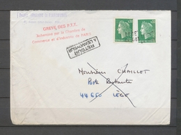 1975 Lettre GREVE DES P.T.T., Griffe Rouge + Cheffer 0.30 Annulés X3883 - 1921-1960: Periodo Moderno