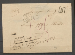 1853 Env.  R Des Recommandés En Noir + Càd De Meaux (73)  Taxe 1F.25 X4126 - Guerra Del 1870