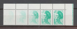 N°2181, Liberté 0,20 Vert, Bande De 5 , Impression Très Défectueuse X4534 - Zonder Classificatie