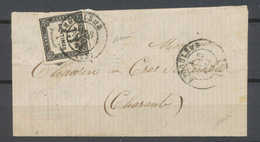 1871 Lettre TAXE 15c Noir LITHO N° 4 Obl. C 17 Angoulême. Rare Cote 1 500€ X4545 - 1849-1876: Période Classique