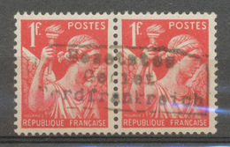 Guerre Paire DUNKERQUE Sur 1 F. Iris Rouge, Superbe, Neuf *. X4551 - War Stamps