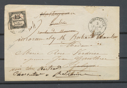 1864 Lettre Mostaganem, C 15 Obl. 15c Taxe + Plume Rouge ALGERIE X4576 - Colecciones