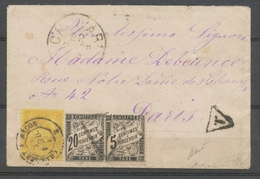 Env. CAGLIARI à PARIS, 25c Sage Bistre Obl Chambéry + Taxes 20c Et 5c Noir X4804 - 1859-1959 Lettres & Documents