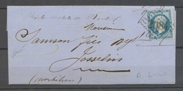 1865 Lettre Boîte Mobile Nantes + GC 2084 S/n°22 Pour Josselin, Rareté X4872 - 1801-1848: Précurseurs XIX