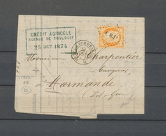 Lettre Cette à Bordeaux(D) + C B1°s/40c Siège, Cachet De Nuit, Indice 22 X4934 - 1849-1876: Classic Period