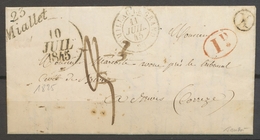 1845 Lettre 23/MIALLET + C 15 + Dateur A + 1d + X : Coutumier, Rare, Sup X5059 - 1801-1848: Voorlopers XIX