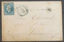 1866 Env. Montauban-de-Bretagne, GC 2430 Bleus + C 15 BLEU Superbe X5063 - 1849-1876: Classic Period