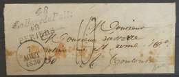 1830 Lettre 48/La Haye Du Puits, Cursive Grattée + 48/PERIERS, Rare, TB X5069 - 1801-1848: Vorläufer XIX