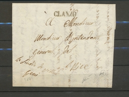 1832 Lettre CLANZO Linéaire Franchise Du Syndic De Villar COMTE DE NICE X5090 - 1801-1848: Vorläufer XIX