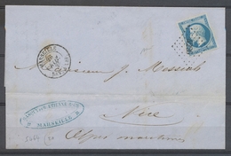 1861 Lettre PC 4226 Nice/n°14 + Càd Marseille/Bat à Vap, Salles N°464 SUP X5113 - 1849-1876: Période Classique