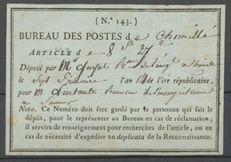 An 14 Reçu Des Postes Pour Dépôt D'article, Chemillé, Superbe X5131 - 1701-1800: Voorlopers XVIII