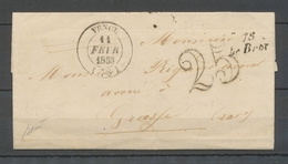 1853 Lettre 78/Le Broc + C 14/Vence, Bureau Rare, Superbe X5133 - 1849-1876: Période Classique