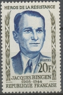 Héros De La Résistance (II) Jacques Bingen 20f. Olive Et Bleu Foncé. Neuf Luxe ** Y1160 - Unused Stamps