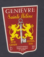 Ancienne étiquette Alcool France Genièvre Lion Clef - Other & Unclassified