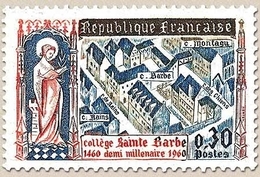 5e Centenaire Du Collège Sainte-Barbe, à Paris. Statuette De Ste Barbe Et Ancien Plan Du Quartier Du Collège  30c. Y1280 - Neufs