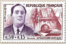 Célébrités. Guillaume Apollinaire Et évocation De Ses œuvres  50c. + 15c. Lilas-rose Et Violet Y1300 - Neufs