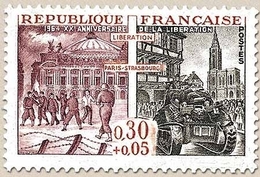 20e Anniversaire De La Libération. Libération De Paris Et De Strasbourg  30c. + 5c. Lie-de-vin, Noir Et Rouge Y1410 - Unused Stamps