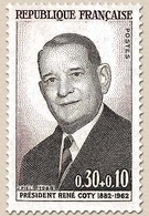 2e Anniversaire De La Mort Du Président René Coty. 30c. + 10c. Lilas-brun Et Noir Y1412 - Ongebruikt