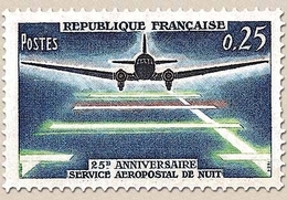 25e Anniversaire Du Service Aéropostal De Nuit. Douglas DC-3  25c. Polychrome Y1418 - Neufs