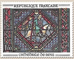 Oeuvres D'art. Saint Paul Sur Le Chemin De Damas. Vitrail De La Cathédrale De Sens. 1f. Polychrome Y1427 - Unused Stamps