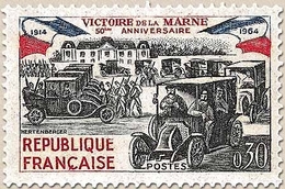 Cinquantenaire De La Victoire De La Marne. Le Rassemblement Des Taxis De La Marne. 30c. Noir, Rouge Et Bleu Y1429 - Unused Stamps