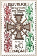 Cinquantenaire De La Croix De Guerre. 40c. Vert, Brun Et Rouge Y1452 - Neufs