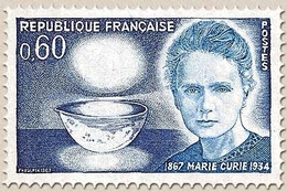 Centenaire De La Naissance De Marie Sklodowska-Curie (1867-1934) 60c. Bleu Et Outremer Y1533 - Neufs