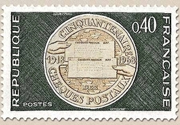 Cinquantenaire Des Comptes Courants Postaux (chèques Postaux) 40c. Vert Foncé Et Brun Pâle Y1542 - Unused Stamps