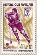 Jeux Olympiques D'hiver, à Grenoble. Hockey Sur Glace 40c. + 10c. Jaune-olive, Lilas Et Violet Y1544 - Unused Stamps