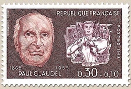 Célébrités. Paul-Louis-Charles Claudel Et  Jeanne Au Bûcher 30c. + 10c. Brun Et Violet Y1553 - Nuovi