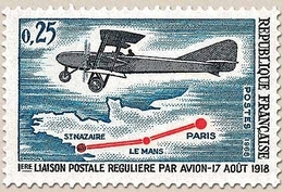 50e Anniversaire De La Première Liaison Postale Régulière Par Avion 25c. Bleu Foncé, Bleu Et Rouge Y1565 - Unused Stamps