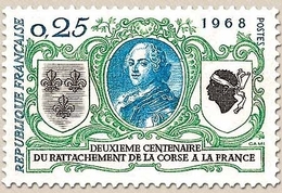 Bicentenaire Du Rattachement De La Corse. Louis XV. 25c. Vert, Noir Et Bleu Y1572 - Unused Stamps