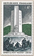 25e Anniversaire De La Libération. Combats Du Mont Mouchet 45c. Gris-bleu, Vert Et Gris Y1604 - Unused Stamps