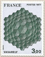 Oeuvres D'art. Hommage à L'hexagone. Œuvre De Vasarely. 3f. Lilas Pâle Et Vert-noir Y1924 - Unused Stamps