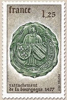 5e Centenaire Du Rattachement De La Bourgogne (1477) 1f.25 Bistre Et Vert-noir Y1944 - Unused Stamps