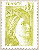Type Sabine, Tirée D'une Oeuvre Du Peintre Louis David. 1re Série. 80c. Jaune-olive Y1971 - Ungebraucht