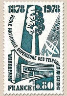 Centenaire De L'École Nationale Supérieure Des Télécommunications. 80c. Bleu-vert Foncé Y1984 - Unused Stamps