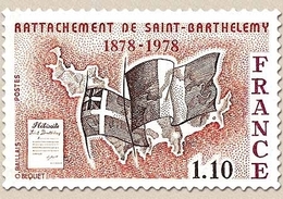 Rattachement De L'île De Saint-Barthélemy à La France (1878-1978) 1f.10 Carmin, Rouge-brun Et Brun Y1985 - Nuovi