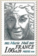 Personnages Célèbres. Marie Noël 1f. + 20c. Bleu-noir Et Bleu Y1986 - Ungebraucht