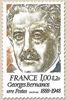 Personnages Célèbres. Georges Bernanos 1f. + 20c. Olive, Brun-jaune Et Bleu-gris Y1987 - Nuovi