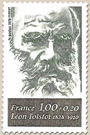 Personnages Célèbres. Léon Tolstoi 1f. + 20c. Vert Foncé Et Vert-olive Y1989 - Neufs
