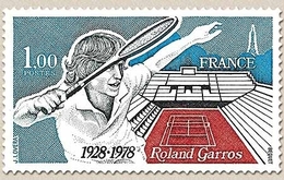 Cinquantenaire Du Stade Roland Garros. 1f. Bleu-noir, Bleu Et Brique Y2012 - Nuevos