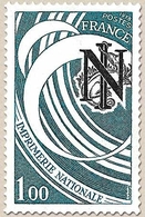 Imprimerie Nationale. 1f. Vert-bleu, Bleu Et Noir Y2014 - Ungebraucht